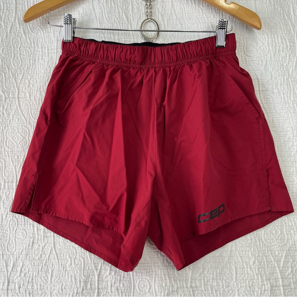 CEP Run Shorts Mens Small Loose Fit Burgundy Red Mesh Lined Lightweight Running